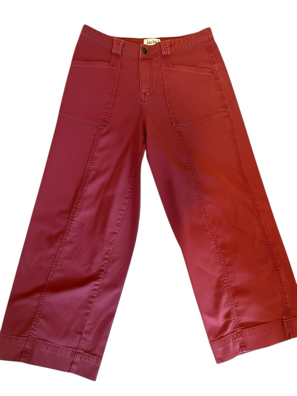 Joie Wide-Leg Ankle Crop Pants — Deep Red, Size 29